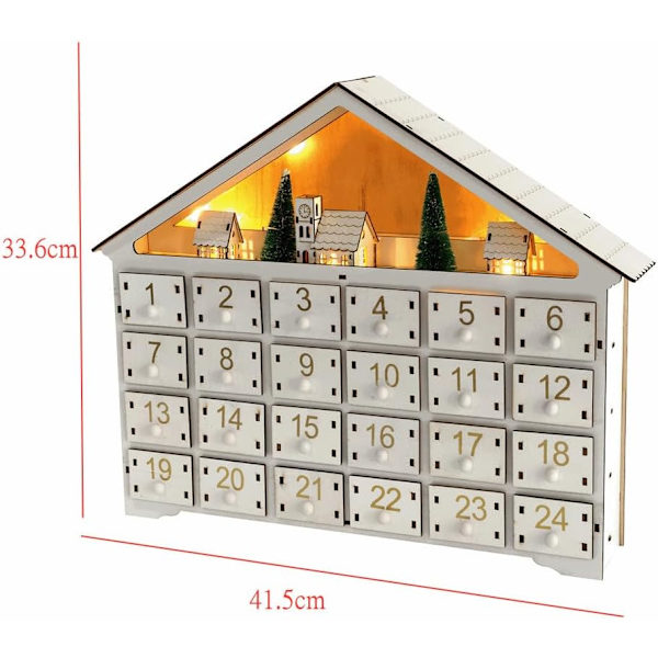 Adventskalender med 24 Lådor Hus Tall DIY Nedräkningskalender Mångsidig Hantverksförvaringslåda white