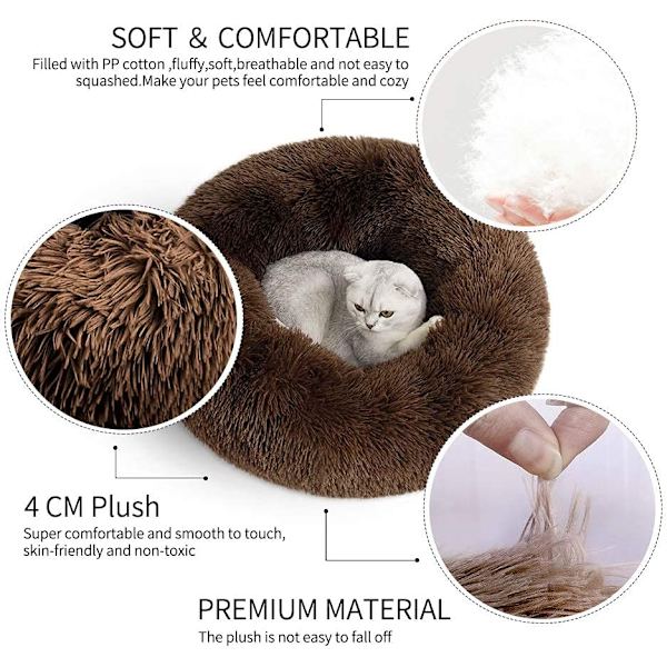 Hundebed Donut Pude Varmt Blødt Fluffy