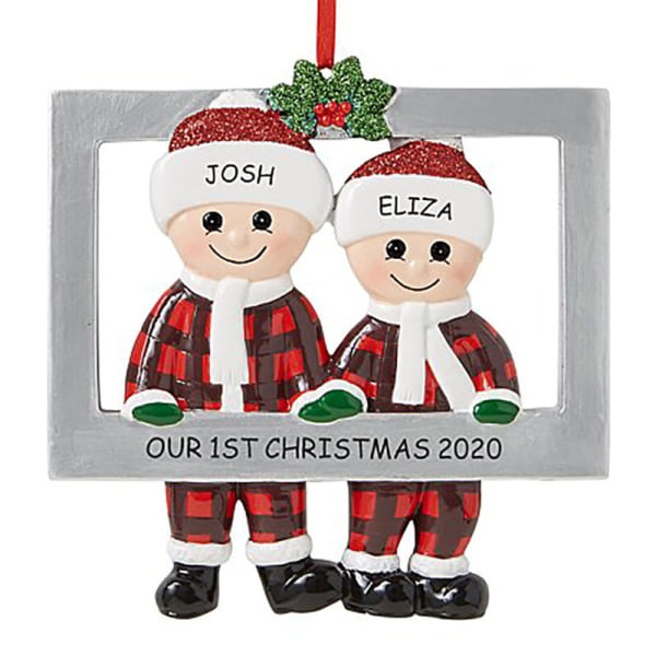 Jultomte Ornament Julhänge Kreativ Söt Familjefoto Ram Julgransdekoration 3-Person