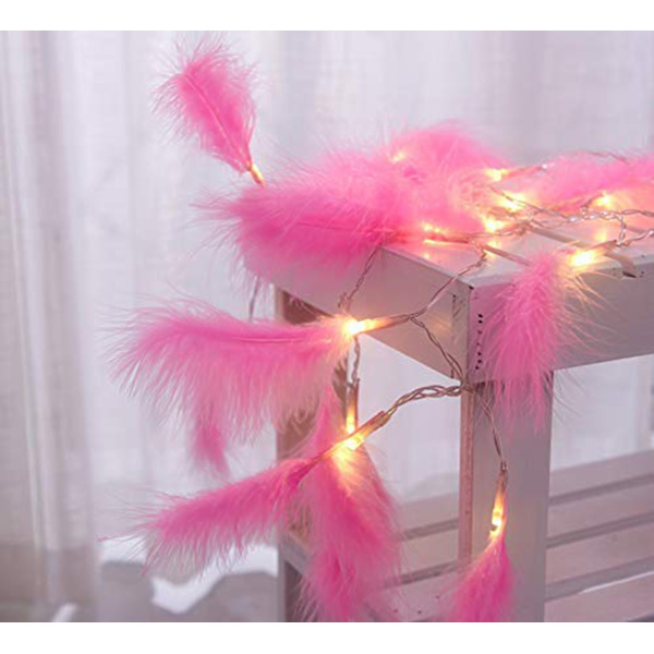 LED Fjeder Lys Kæde Kalkun Fjeder Dekorativ Lys 20 Lampe Fjeder Batteri Lys Macaron Color 3M20led
