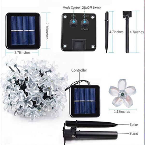 Solcelle-lysstreng LED Sakura Vandafvisende Lys 6,5m