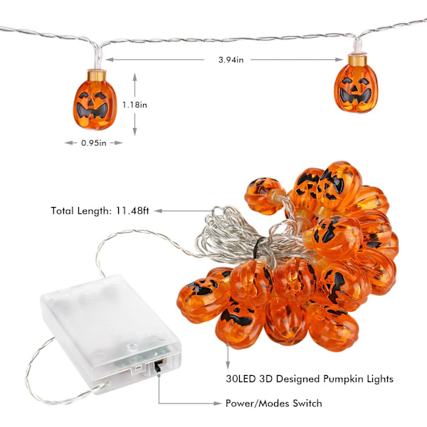 30 LED Halloween-lampor flerfärgad, halloweenlampor