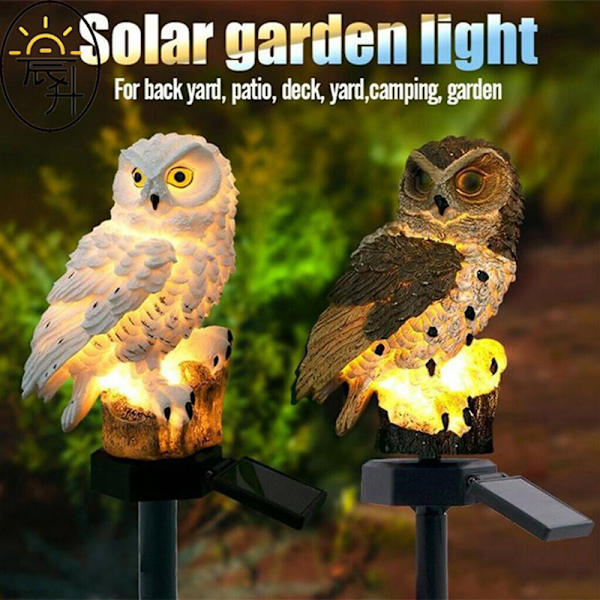 Pöllö Solar LED -valot Puutarhaan Puutarhan Koristeluun Vedenkestävä Valkoinen
