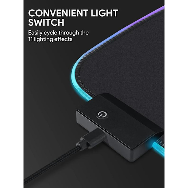 AUKEY RGB Gaming Mousepad, 90x40cm - Sort Sort