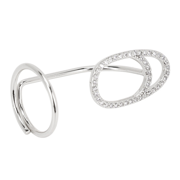 Fingernagelringar Kvinnor Strass Utsökt Moderiktig Fingernagelöverdrag Ring Nagelkonst Dekoration Silver