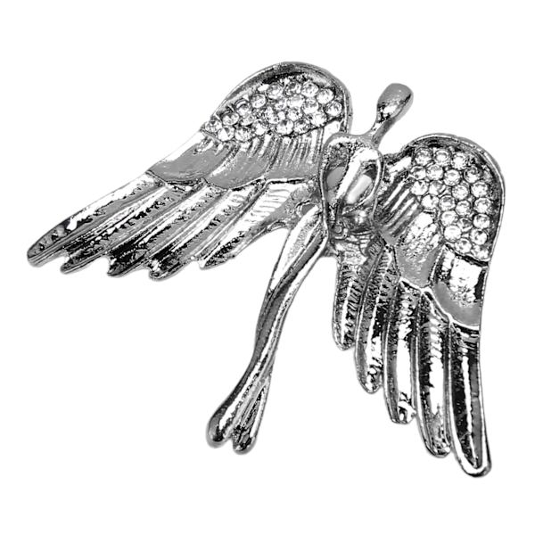 Skyddsängel Brosch Nål Kristall Smycken Lapel Brosch Nål för Kvinnor och Män Silver Svart