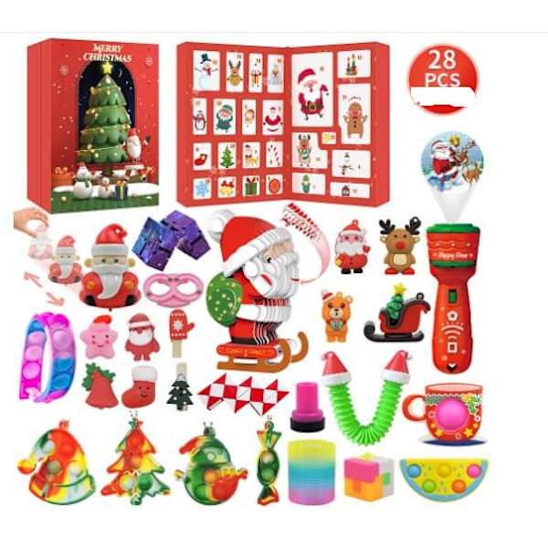 Julkalender 2022 med 28 leksaker för barn