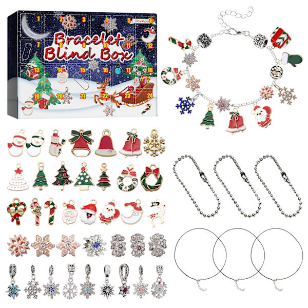 Jule-Adventskalender DIY Armbånd Blind Box Nedtælling 24 Rudes Kalender Klokke Tilbehør Overraskelse Blind Box A