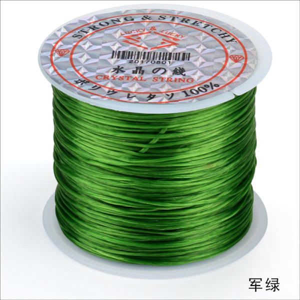 Fargede elastiske tråder, krystalltråd, perletråd, armbåndstråd, -60 meter vevd armbånd DIY Military Green