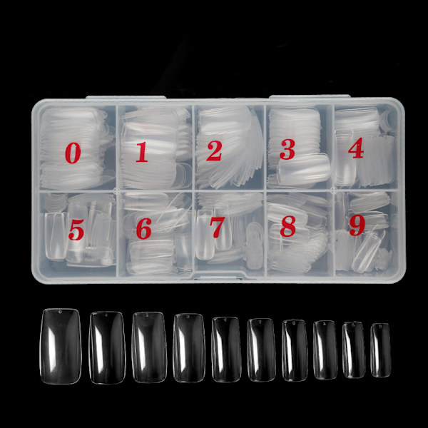 500 stk Eske Nail Tips Manikyr Fransk Semi-Nail Sticky Full Cover Nail Tip Nail Tip Full Stickers-Natural Color