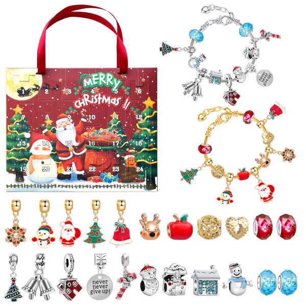 Gyllene Julnedräkningskalender Presentset DIY Pärl armband Advent Julgran Blind Box A