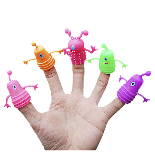 5 stk/sett Tilfeldig stil Farge TPR Plast Søte Fingerdukker Barn Kids Fingerdukker Leke Foreldre Fortellingsrekvisitter