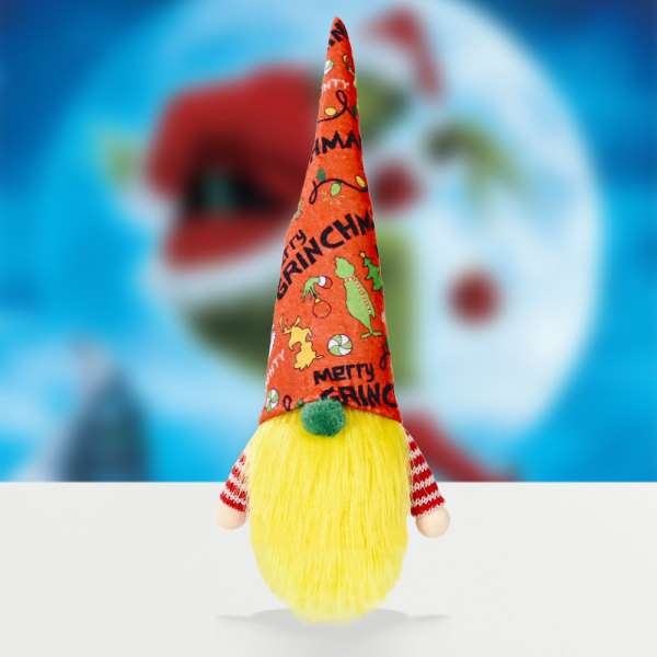 Joulukoristeet Grinch-koriste-nukke Grinch vihreä turkkihirviönukke Joulu vihreä hirviö Orange Hat