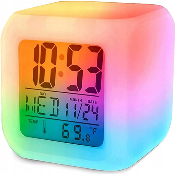 Digital väckarklocka med 7 färger och stor LED-display