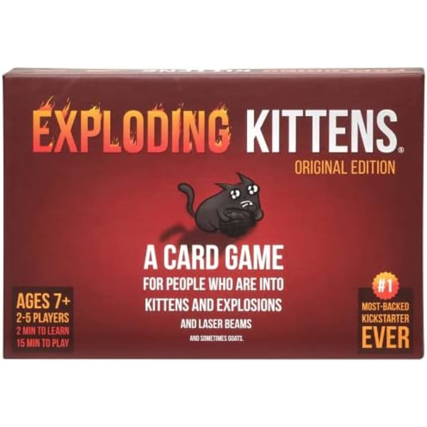 Exploding Kittens - Korttipeli | Perheystävällinen Juhlapeli | Venäläinen Ruletti | Englanti | 7+ | 2-5 pelaajaa 1