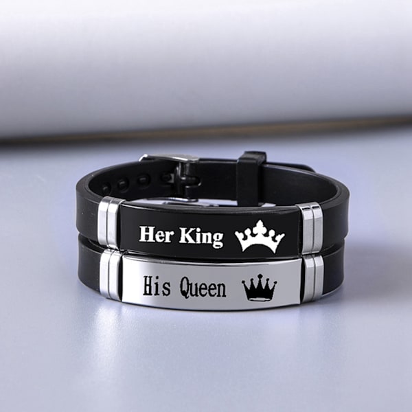 Kung & Drottning Justerbara Par Armband Alla Hjärtans Dag Present