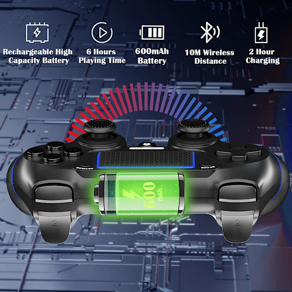 PS4 Controller Trådløs Bluetooth Fjernbetjening Joystick Black green