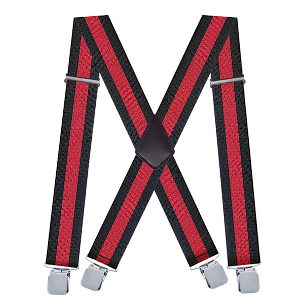 5 cm elastiska axelbandsfästen för män med 4 X-formade justerbara hängslen 14 black and red bars