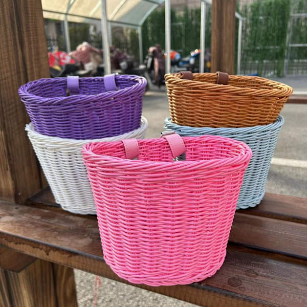 Lasten käsin kudottu pyöräkori pyörävarusteilla tytöille ja pojille Tan color