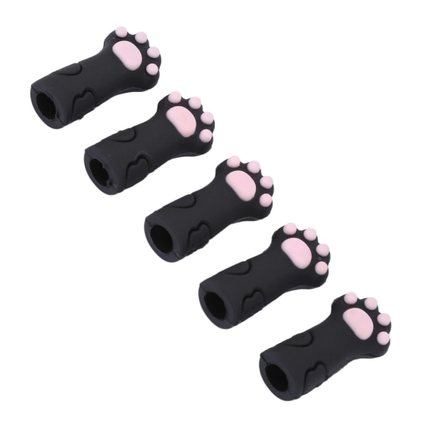 5 stk. Cuticle Saks Cover Protector Cat Pote Shape Silikon Cuticle Trimmer Beskyttelseshylse for negler og tånegler Svart
