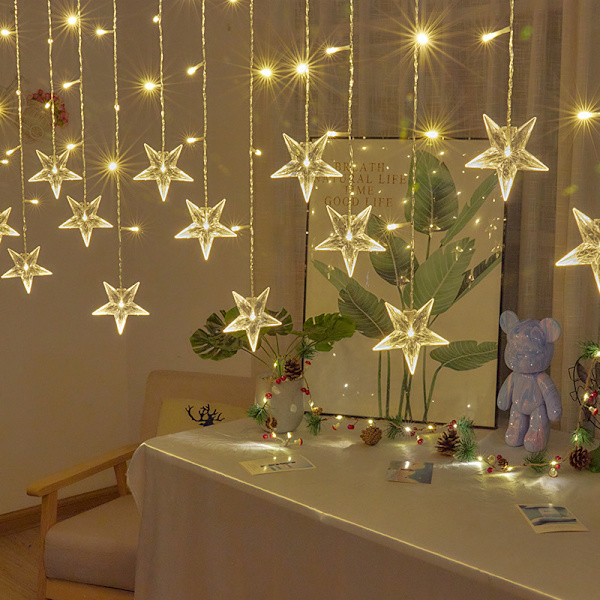 LED Snefnug Gardinlys Isstribe Lys Stjernelys Juleferie Atmosfærelys Show Vindue Dekoration 3