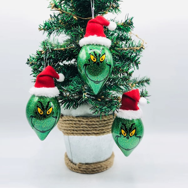 Grinch med tomteluva Juldekorationer Grinch Blinkande Dekoration Julgranshänge 1