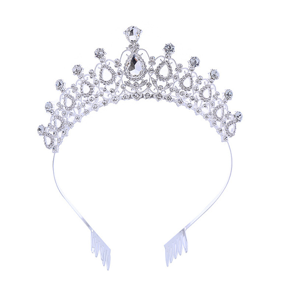 Hodeplagg for kvinner med krystaller, krystall- og rhinestone-bryllupshodeplagg med kamkrone, bursdagsprinseessedesign A02# Silver White Diamond