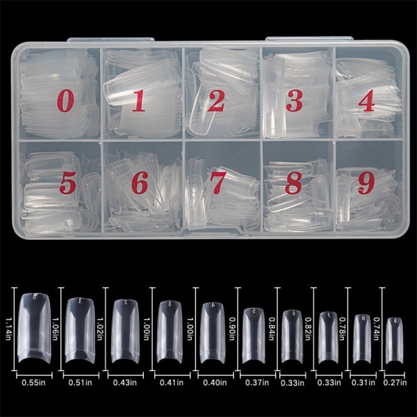 500 st Nailtips i Ask för Manikyr Fransk Semi-Nagel Klibbiga Full Cover Nail Tip Nail Tip Semi-Nail Sticky-Natural Color