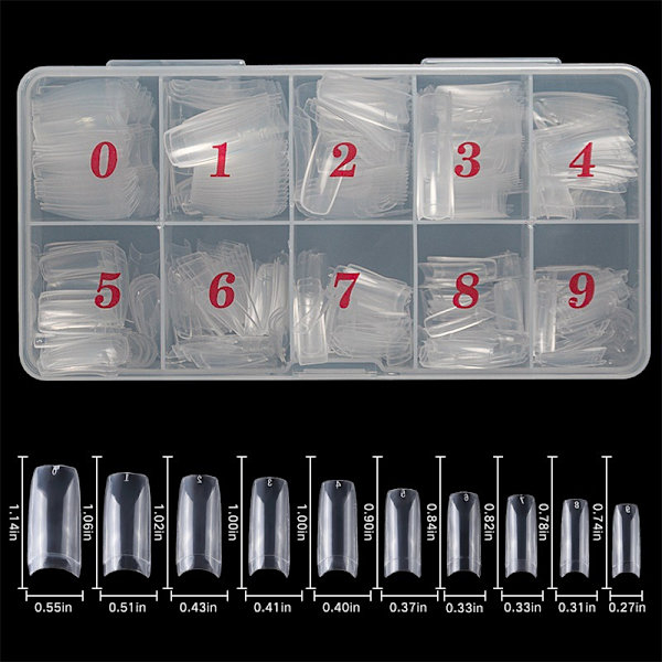 500 stk Eske Nail Tips Manikyr Fransk Semi-Nail Sticky Full Cover Nail Tip Nail Tip Full Stickers-Natural Color