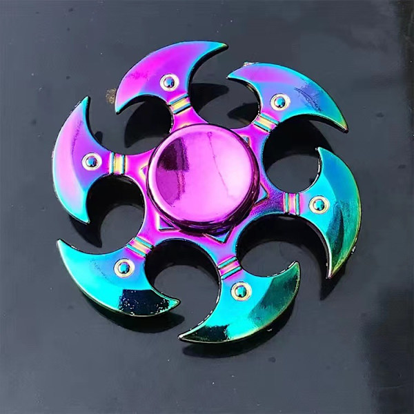 Metallisk Färgglad Legering Fingertopp Gyro Fingerrotation Användbar Verktyg för Tryckreducering Colorful Six-Page Axe 121