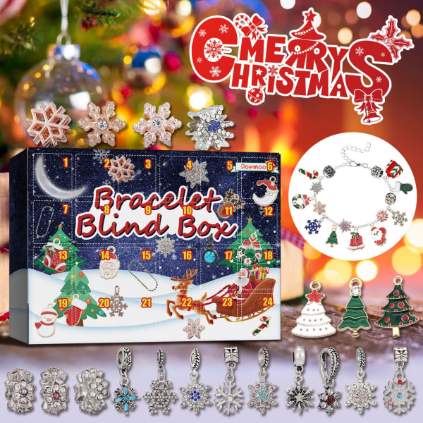 Adventskalender Armbånd Blind Box 24 Ruter DIY Julekalender Nedtælling Klokke Tilbehør Overraskelse Blind Box A