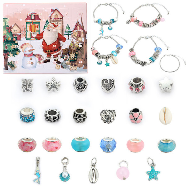 Julkalender med 24 överraskningar - Blind Box med armbandssats Q