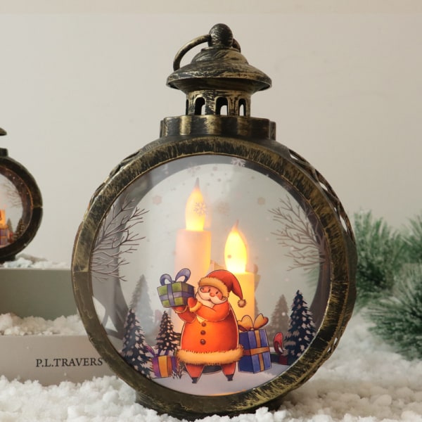 Julepynt LED stearinlys rund julehengende lampe Bærbar White Large Size-Santa Claus