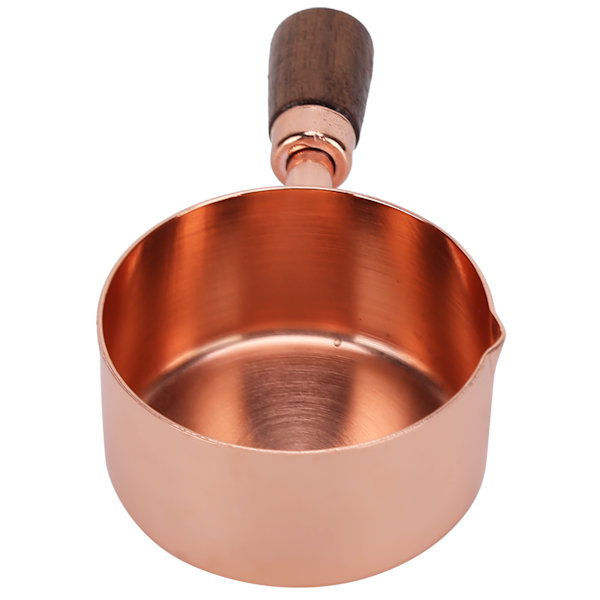 Sauspanne med trehåndtak i roségull, rustfritt stål, for matlaging, kjøkkenutstyr, 1/3 kopp