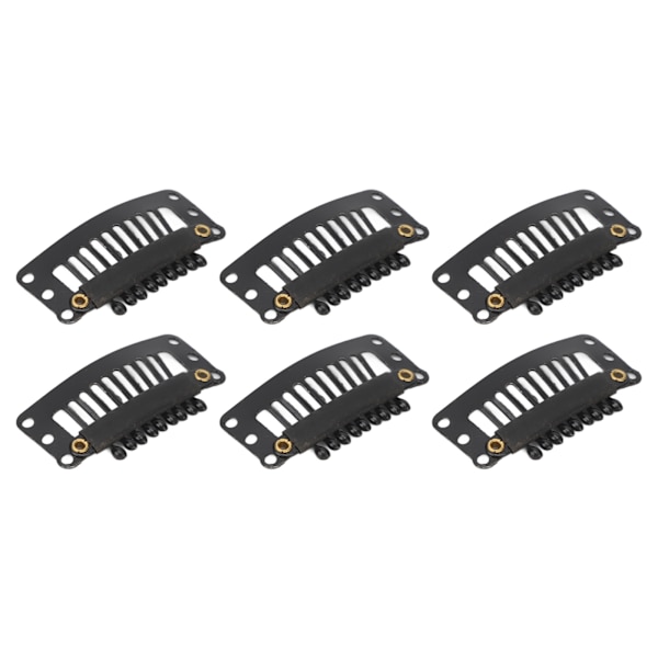 100 st 9-tandshår extensionsklämmor Fleranvändning 32mm U-formade snäppklämmor för kvinnor Hår extensions DIY Svart