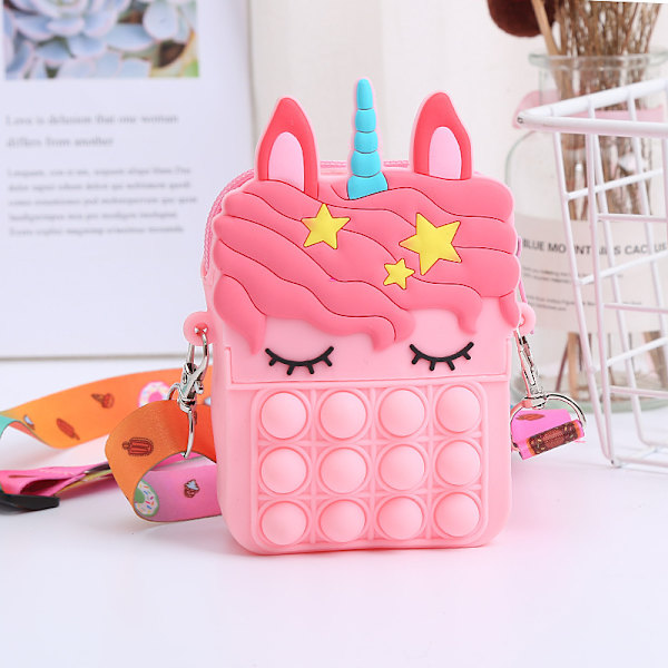 Ny Taske Prinsesse Møntpung Silikon Crossbody Voksen og Børn Dekompression Sød Legetøj Tegneserie Taske Pink