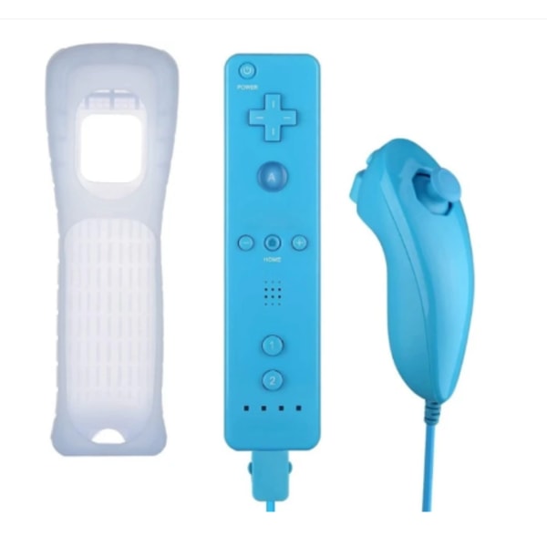 Fjernkontroll Plus + Nunchuck for Wii-Wii U, Lyseblå