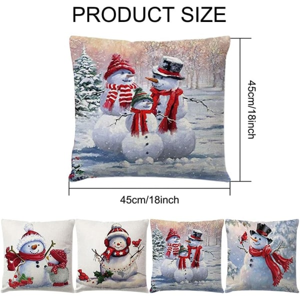 Christmas Snowman Puteveske 18 x 18 tommer sett med 4 1