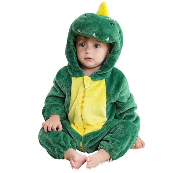 Flanellpyjamas för barn, djur-jumpsuit Green Frog XS（56-66cm）