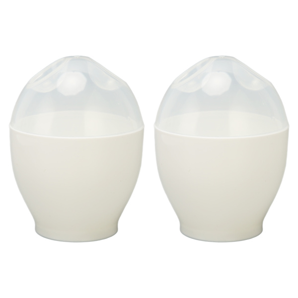 2-pack Mikrovågsugnsäggkokare Maker Poacher ABS Bärbar Mini Snabb Äggkokning Koppar för Kök Frukost