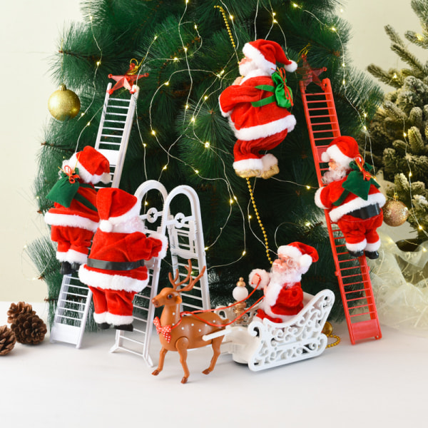 Juldekoration Elektrisk stege Santa Claus klätterpärlor Santa Claus barn present köpcentrum dekoration A