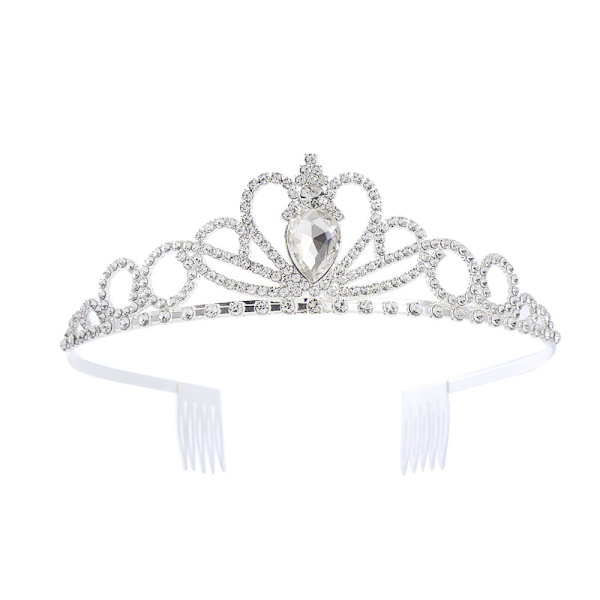 Hodeplagg for kvinner med krystaller, krystall- og rhinestone-bryllupshodeplagg med kamkrone, bursdagsprinseessehodeplagg A11# Silver White