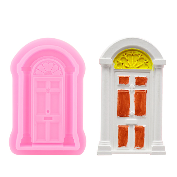 2 stk DIY Dør Vindue Silikonform Kage Fondant Cookie Form Dekoration Bageværktøj Pink