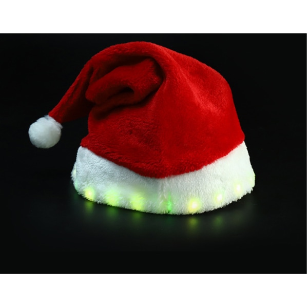 Julehat med fuld lysstyrke, lysende julehat med LED-blink Red Brim with Lights Average Size