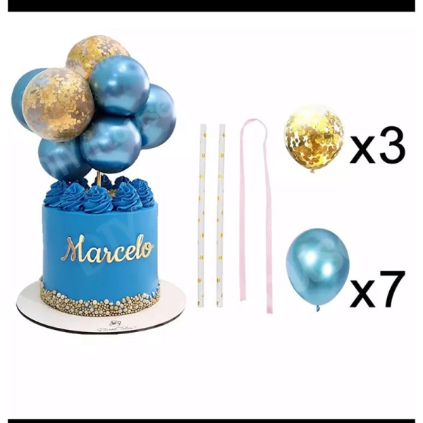 Sett Cake Topper Bursdagskake dekorasjon ballong