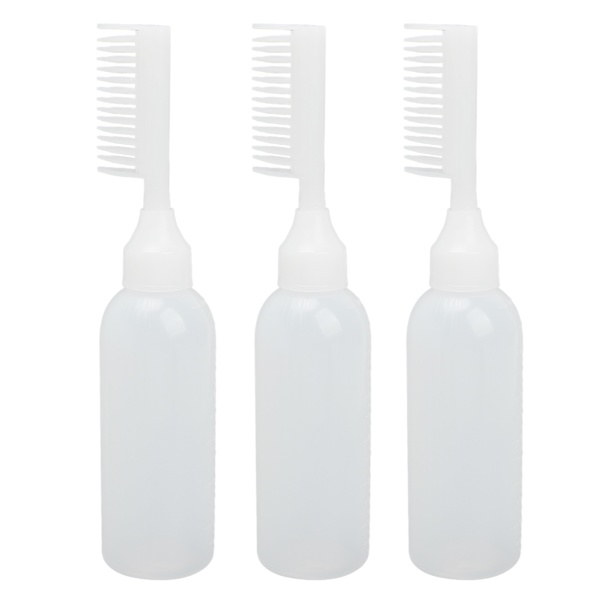 3-pack Rotborste Applikator Tom Flaska PE Pressbar Klar Skala Hårfärgningsfärgningsflaska Vit