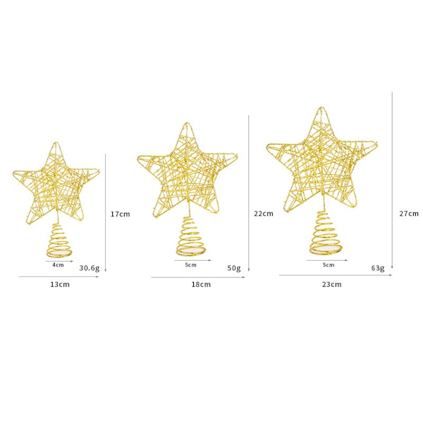 Julepynt Smijern Glitter Juletræstopstjerne Juletræstop Pynt Gold 13 * 17cm