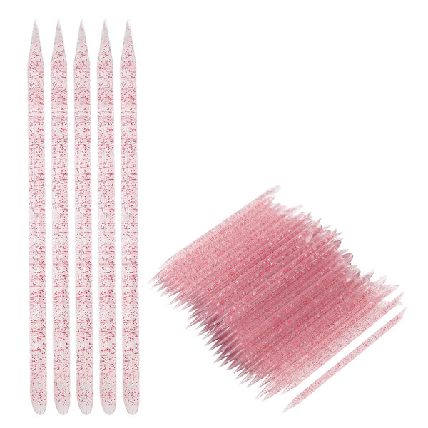 100 stk Engangs Negle Cuticle Pusher Dobbel End Cuticle Manikyr Pedikyr Pinner Rose Red