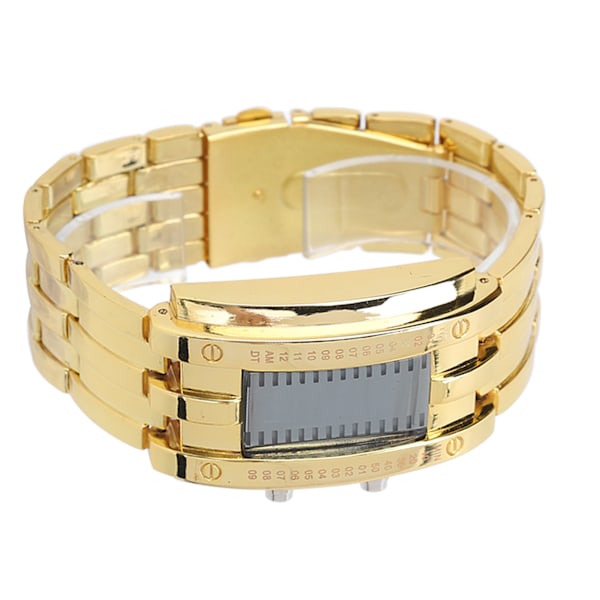 Herre-ur Mode Elegant Vandafvisende Alloy Herre-LED-ur med Binær Tid Visning (Mænds Guld)