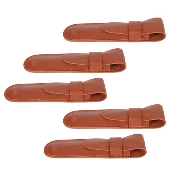 5-pack Clipperfodral Bärbar Utsökt Textur Brun Bekväm Känsel Skyddande Slida för Barberare